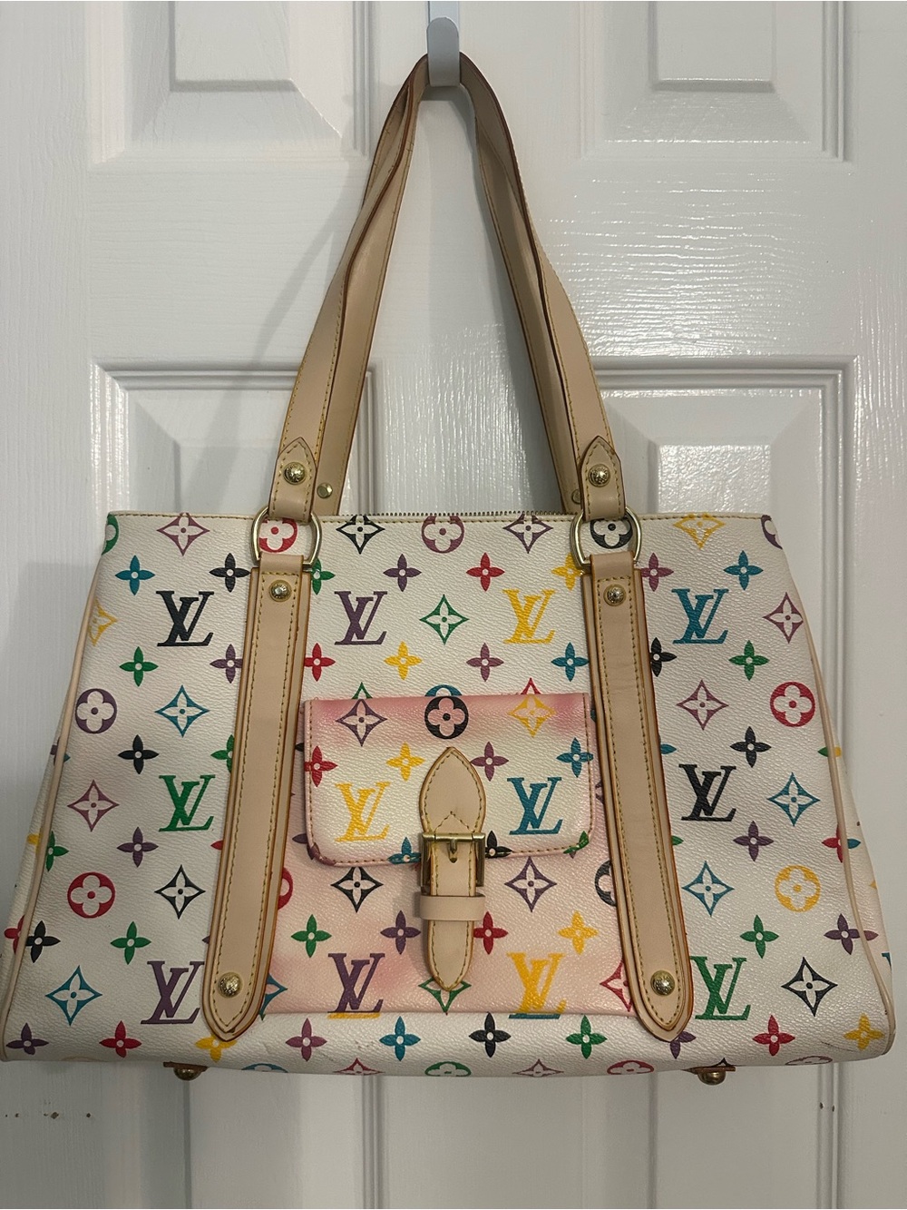 XL Unbranded Multicolor Monogram-Style Tote Bag